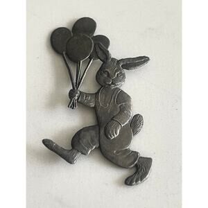 Wilhelm Schweizer, Bunny With Balloons, Pewter, Statue, Bavarian, ~ 250110-WH 05